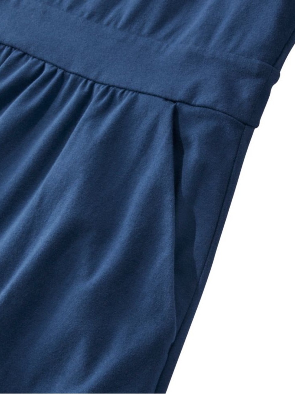 L.L.Bean Easy Cotton Fit & Flare Dress Medium Blue Pockets - Picture 3 of 16